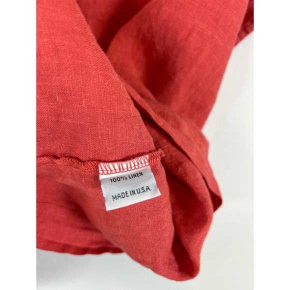 Bryn Walker lagenlook Bessie 100% Linen Orange Button down Oversized Top Size L - Picture 8 of 8